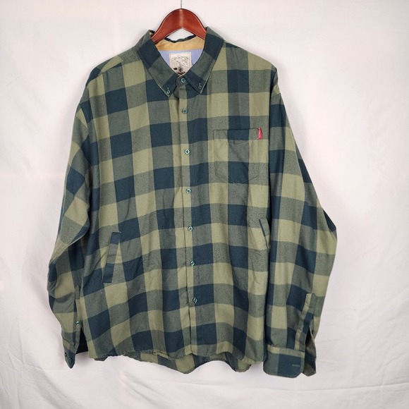 RSVLTS Flannel Green Long Sleeve Button Front Shirt Men's Size XXL‎ - Picture 1 of 7